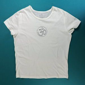 OM Yoga shirt White with glitter OM M EUC